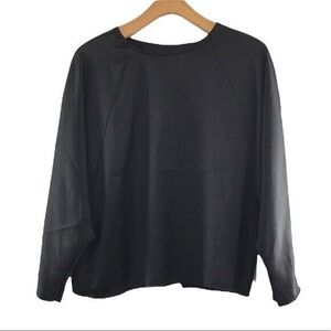 Asos Black Wrap Back Top Womens 14 Dolman Long Sleeve‎ Tee Open Split Back